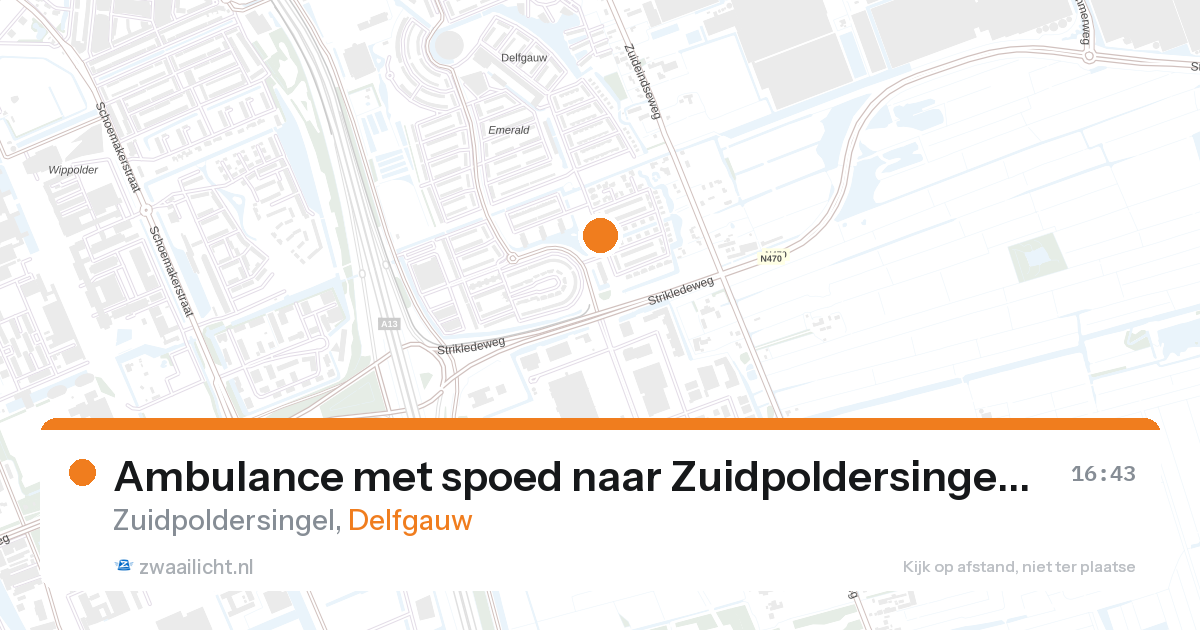 Ambulance met spoed naar Zuidpoldersingel in Delfgauw — 16 feb 2026