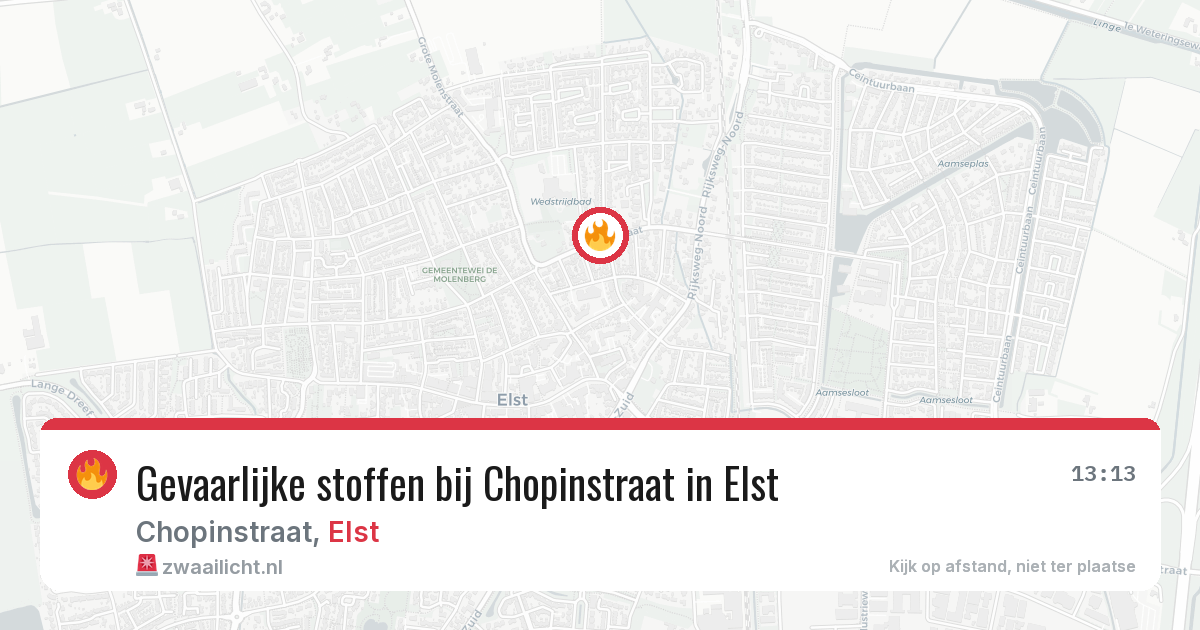 Gevaarlijke stoffen bij Chopinstraat in Elst — 28 jul 2026