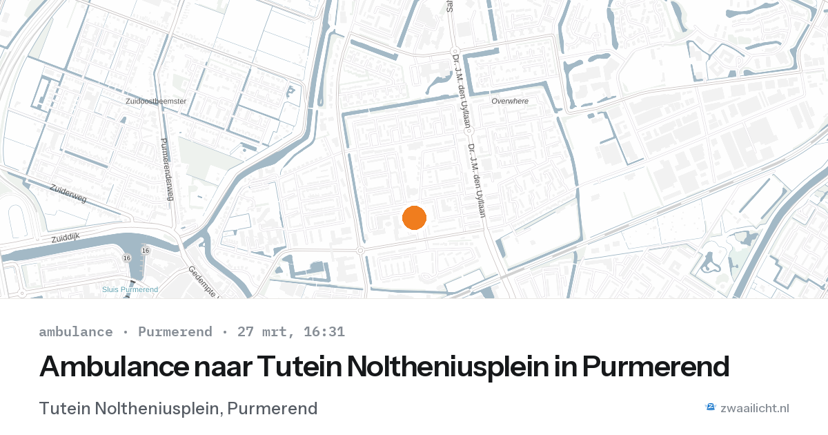 Ambulance naar Tutein Noltheniusplein in Purmerend — 27 mrt 2026