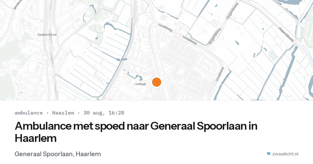 Ambulance met spoed naar Generaal Spoorlaan in Haarlem — 30 aug 2026