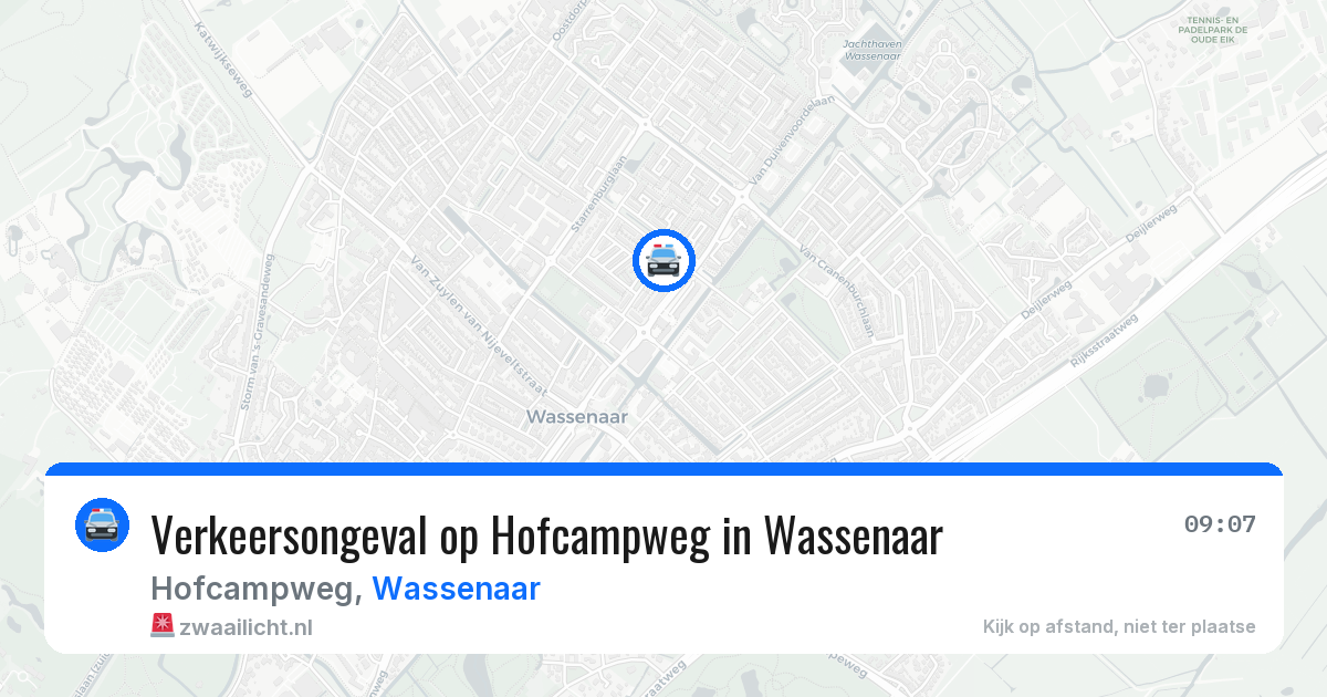 Verkeersongeval op Hofcampweg in Wassenaar — 9 apr 2026