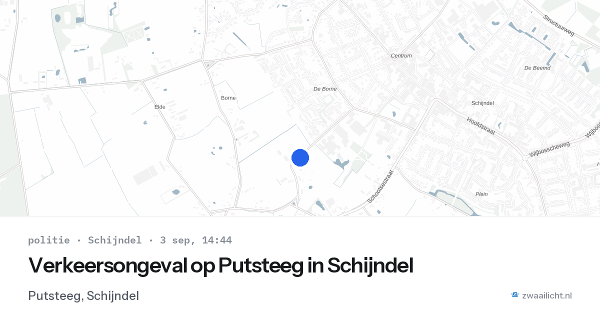 Verkeersongeval op Putsteeg in Schijndel — 3 sep 2026