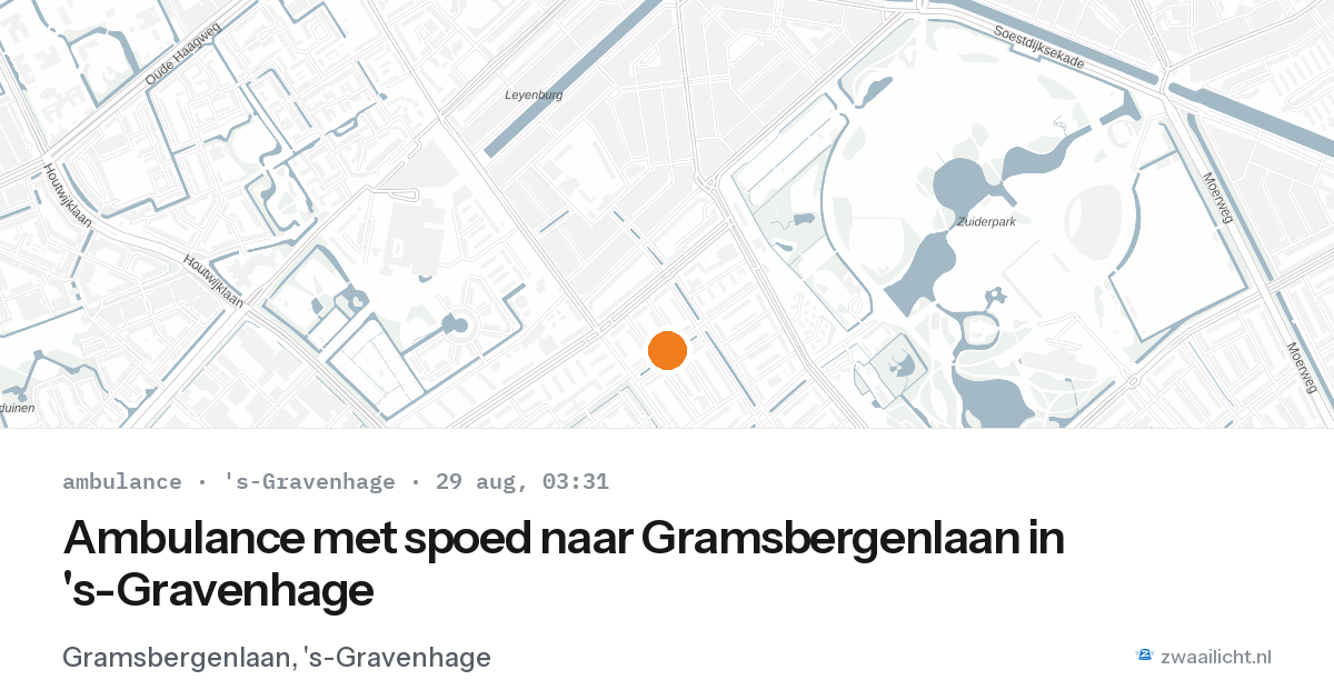 Ambulance met spoed naar Gramsbergenlaan in 's-Gravenhage — 29 aug 2026