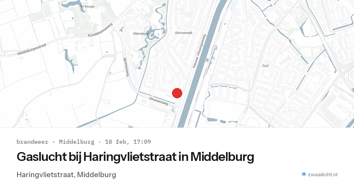 Gaslucht bij Haringvlietstraat in Middelburg — 18 feb 2026