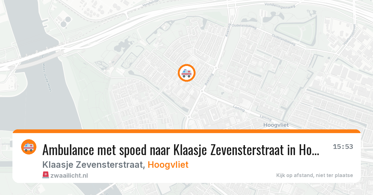 Ambulance met spoed naar Klaasje Zevensterstraat in Hoogvliet — 12 jun 2026