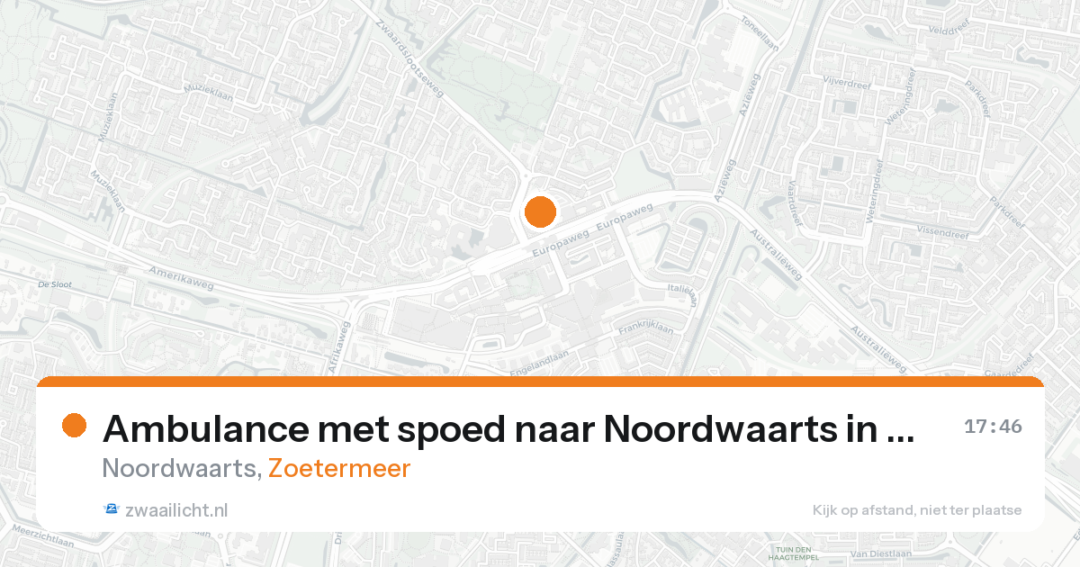 Ambulance met spoed naar Noordwaarts in Zoetermeer — 15 aug 2026