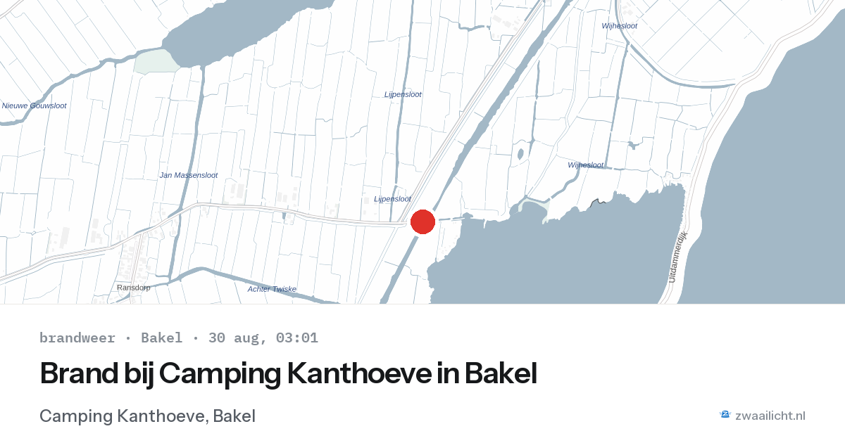 Brand bij Camping Kanthoeve in Bakel — 30 aug 2026