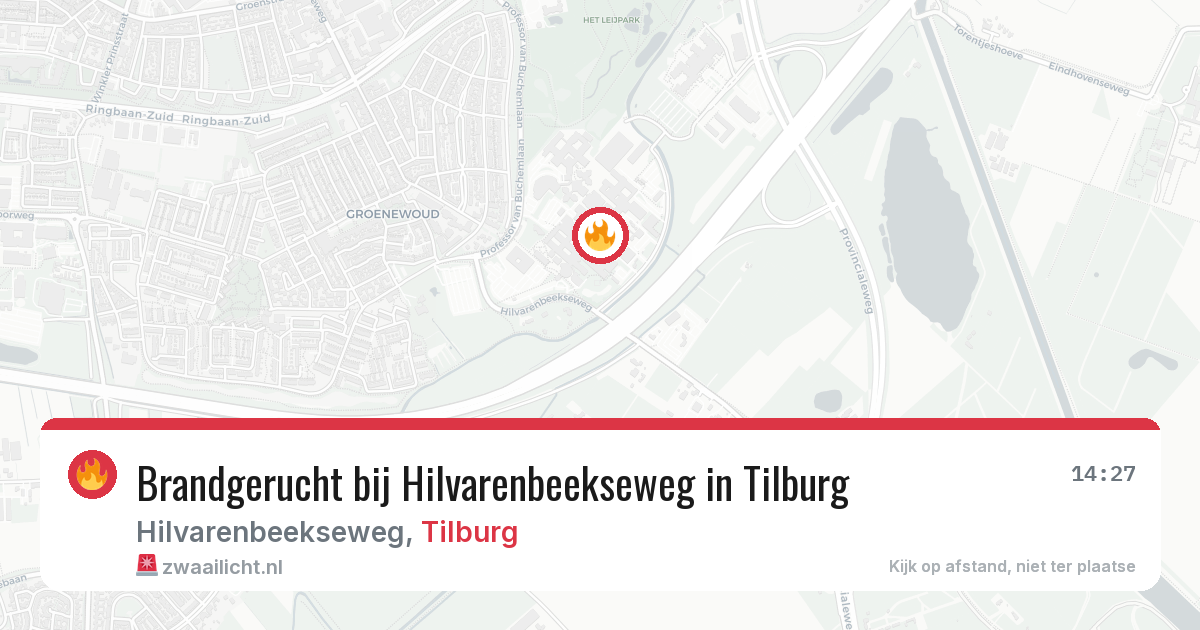 Brandgerucht bij Hilvarenbeekseweg in Tilburg — 22 jun 2026