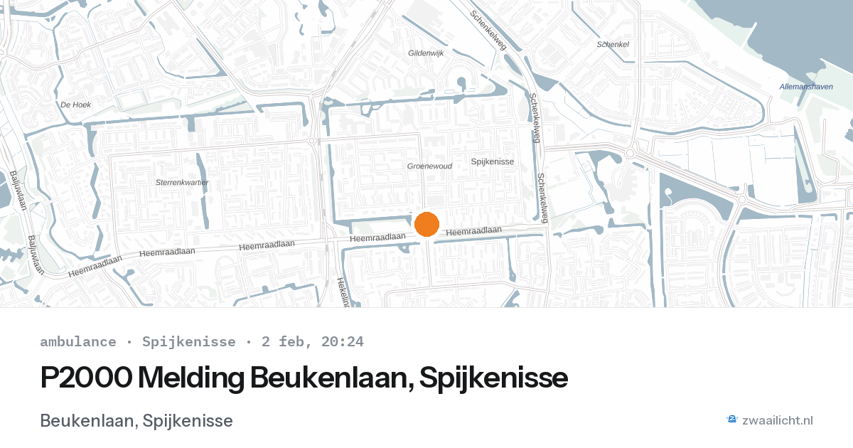 P2000 Melding Beukenlaan, Spijkenisse — 2 feb 2026