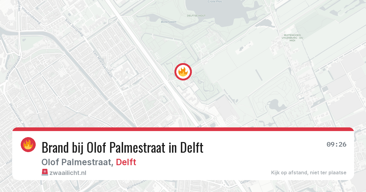 Brand bij Olof Palmestraat in Delft — 2 mrt 2026