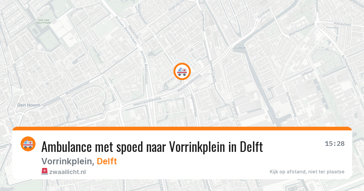 Ambulance met spoed naar Vorrinkplein in Delft — 10 aug 2026