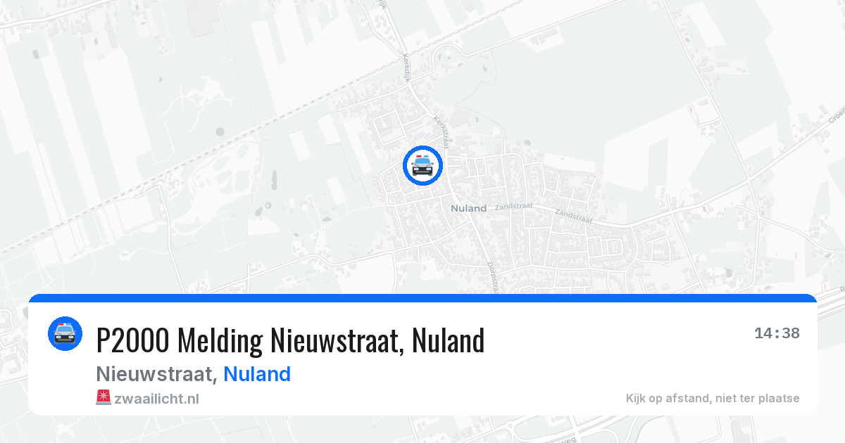 P2000 Melding Nieuwstraat, Nuland — 8 jun 2026