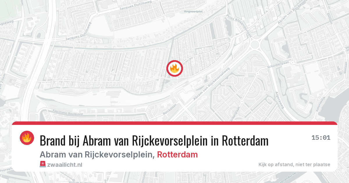 Brand bij Abram van Rijckevorselplein in Rotterdam — 6 apr 2026