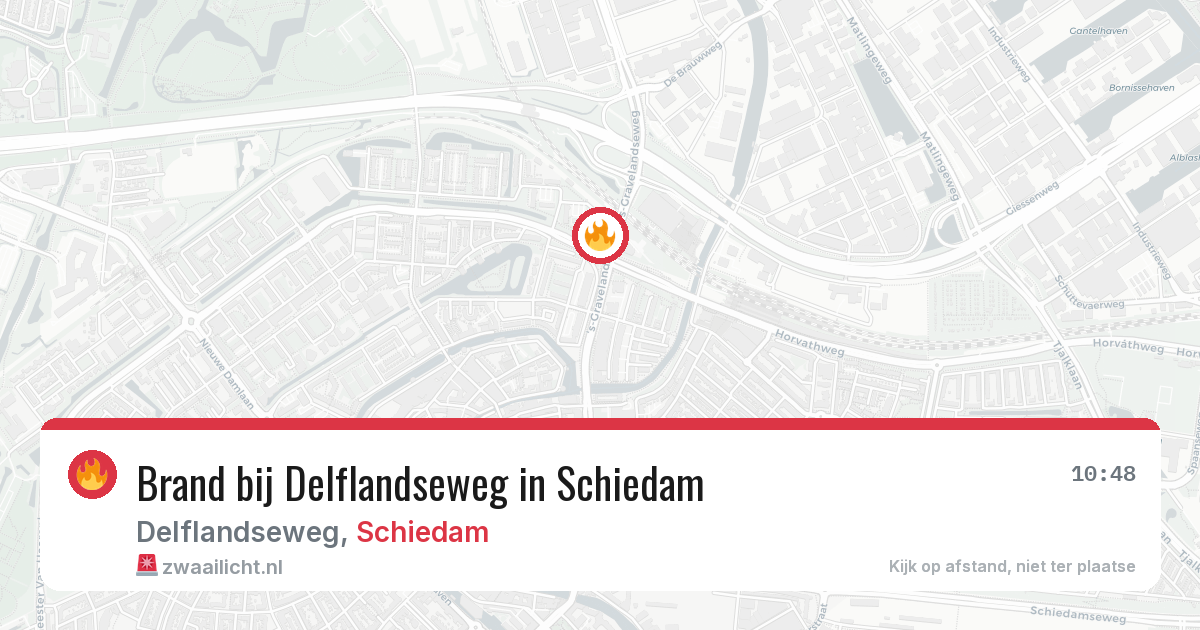 Brand bij Delflandseweg in Schiedam — 13 jun 2026