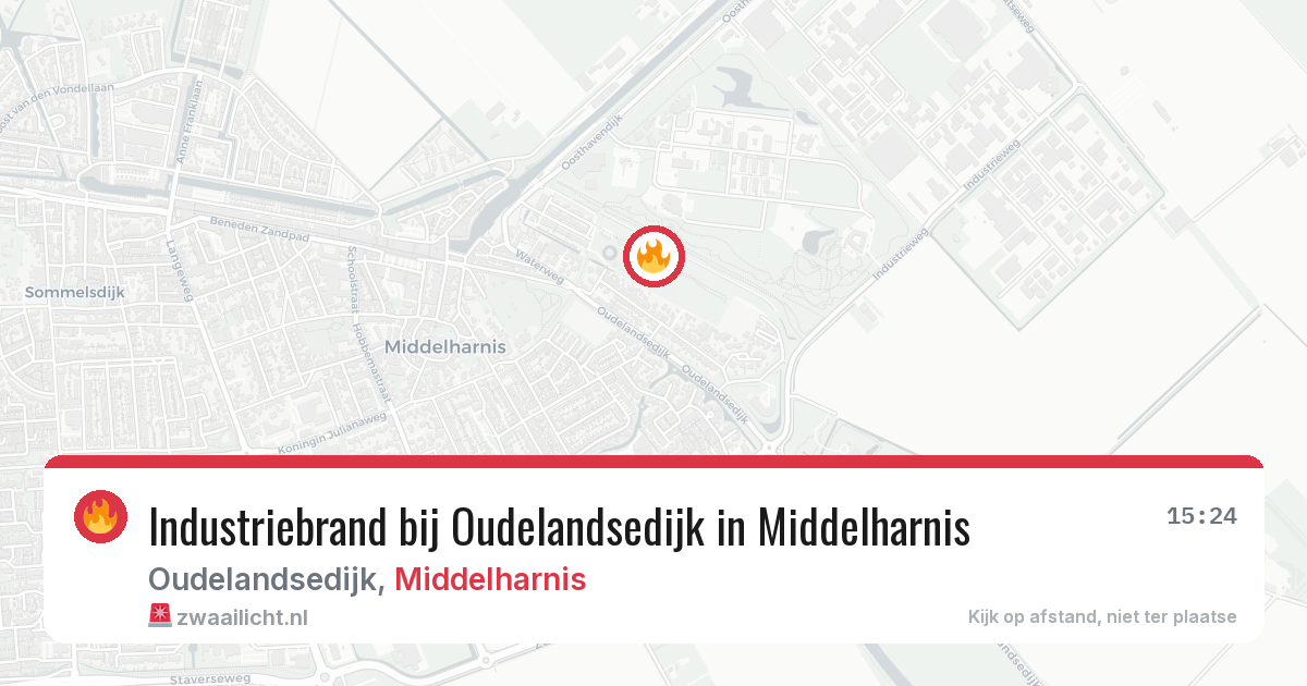 Industriebrand bij Oudelandsedijk in Middelharnis — 24 jun 2026