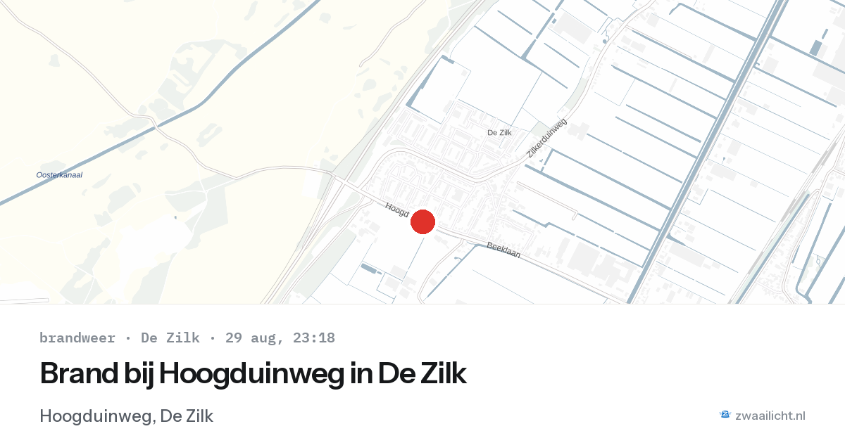 Brand bij Hoogduinweg in De Zilk — 29 aug 2026