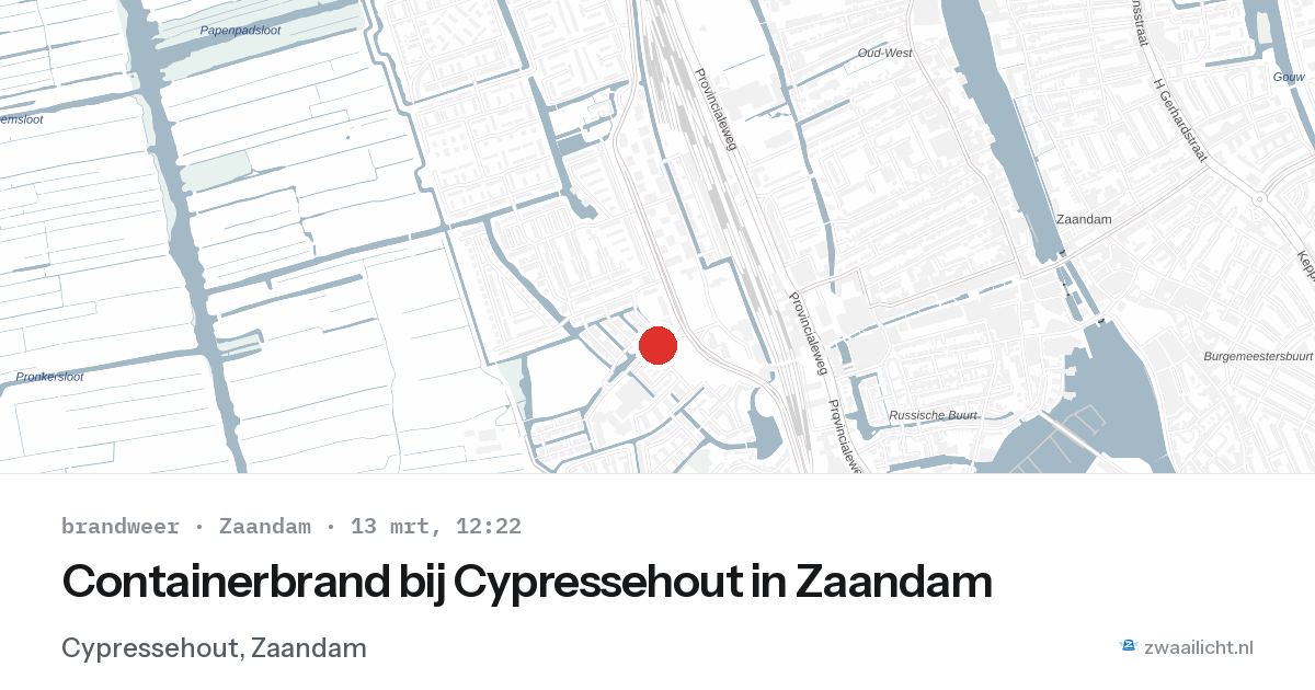 Containerbrand bij Cypressehout in Zaandam — 13 mrt 2026