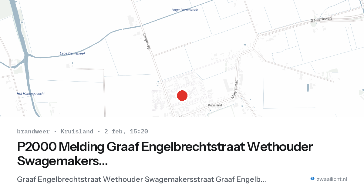 P2000 Melding Graaf Engelbrechtstraat Wethouder Swagemakersstraat Graaf Engelbrechtstraat, Kruisland — 2 feb 2026