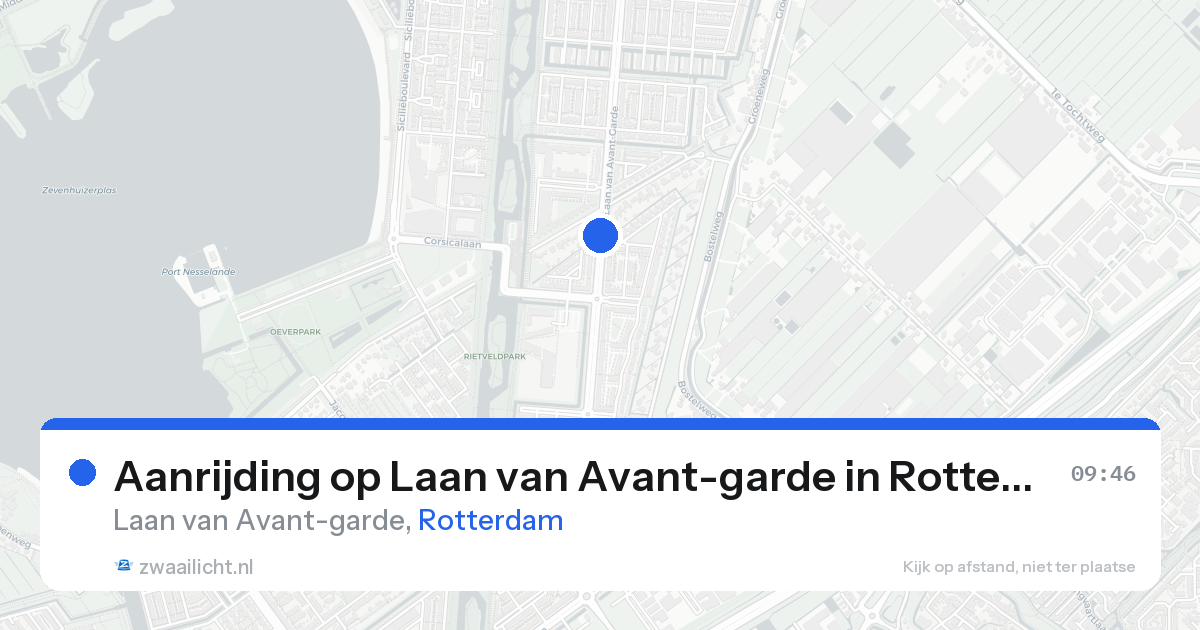 Aanrijding op Laan van Avant-garde in Rotterdam — 17 aug 2026