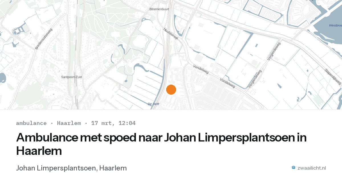 Ambulance met spoed naar Johan Limpersplantsoen in Haarlem — 17 mrt 2026