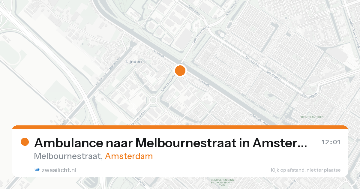 Ambulance naar Melbournestraat in Amsterdam — 19 aug 2026