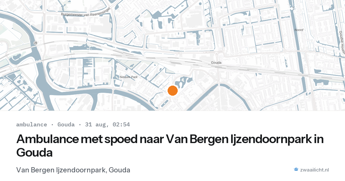 Ambulance met spoed naar Van Bergen Ijzendoornpark in Gouda — 31 aug 2026