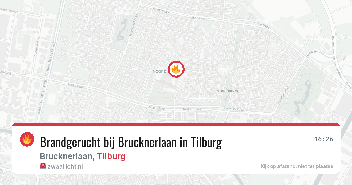 Brandgerucht bij Brucknerlaan in Tilburg — 30 jul 2026