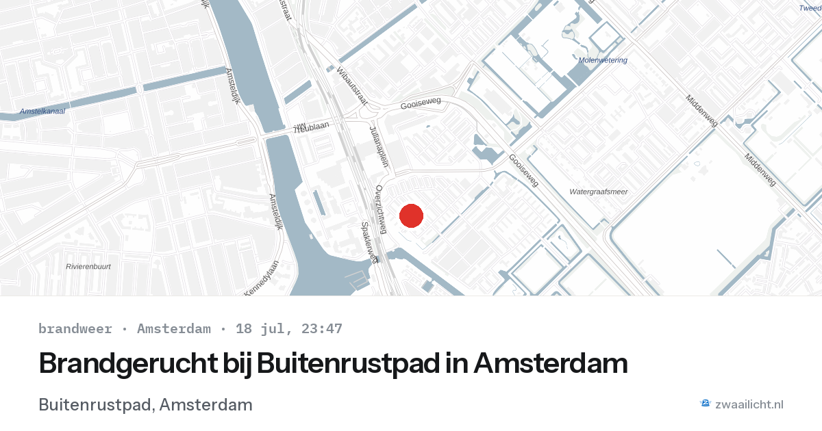 Brandgerucht bij Buitenrustpad in Amsterdam — 18 jul 2026
