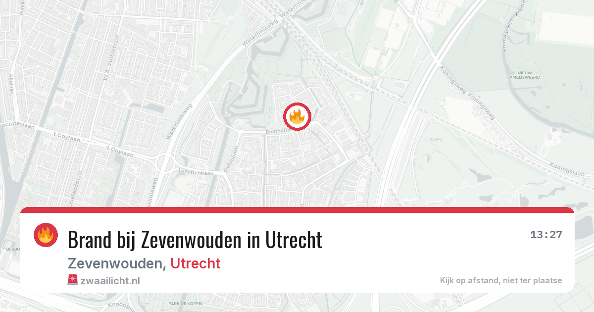 Brand bij Zevenwouden in Utrecht — 7 mrt 2026
