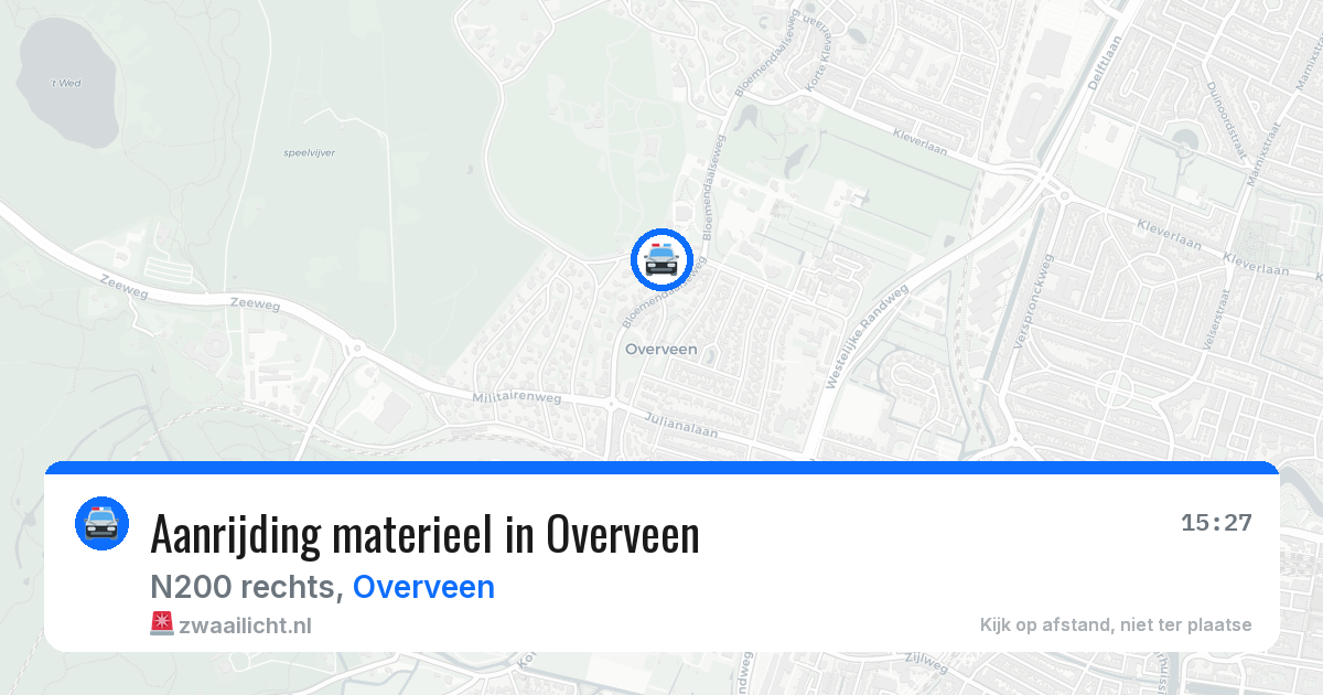 Aanrijding materieel in Overveen — 27 jun 2026