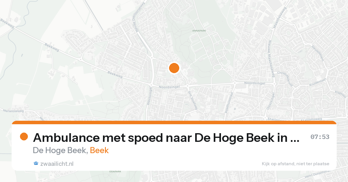 Ambulance met spoed naar De Hoge Beek in Beek — 20 aug 2026