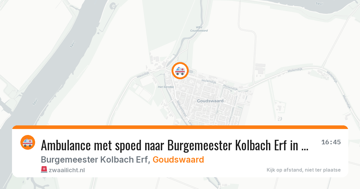 Ambulance met spoed naar Burgemeester Kolbach Erf in Goudswaard — 21 mei 2026