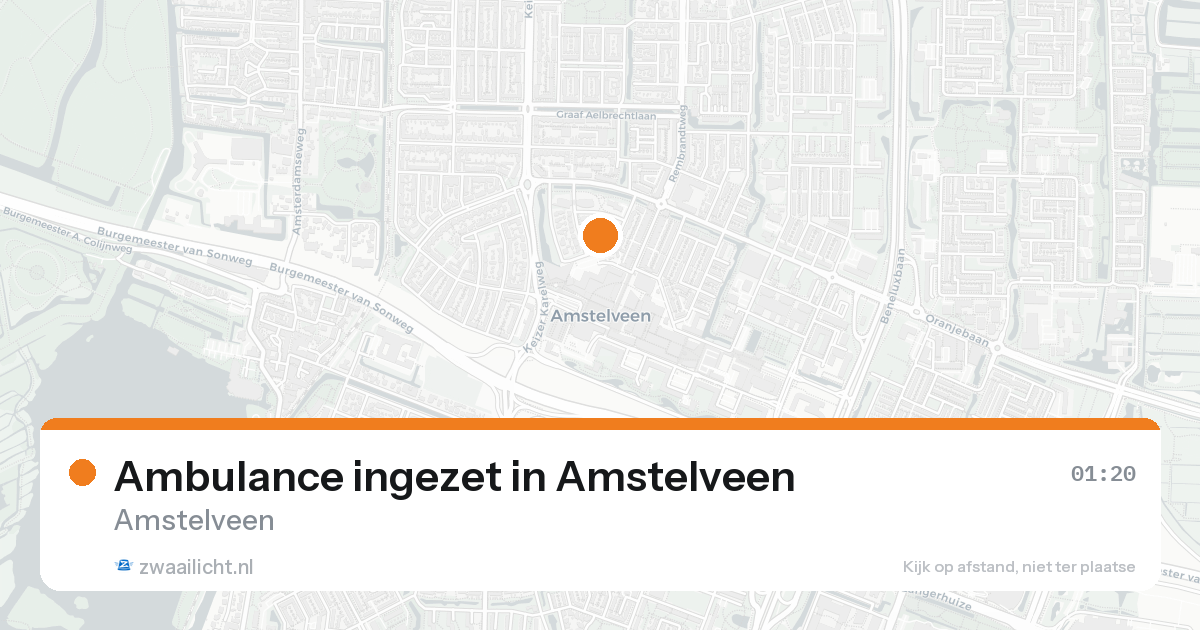 Ambulance ingezet in Amstelveen — 22 jul 2026 | 🚨 Zwaailicht.nl