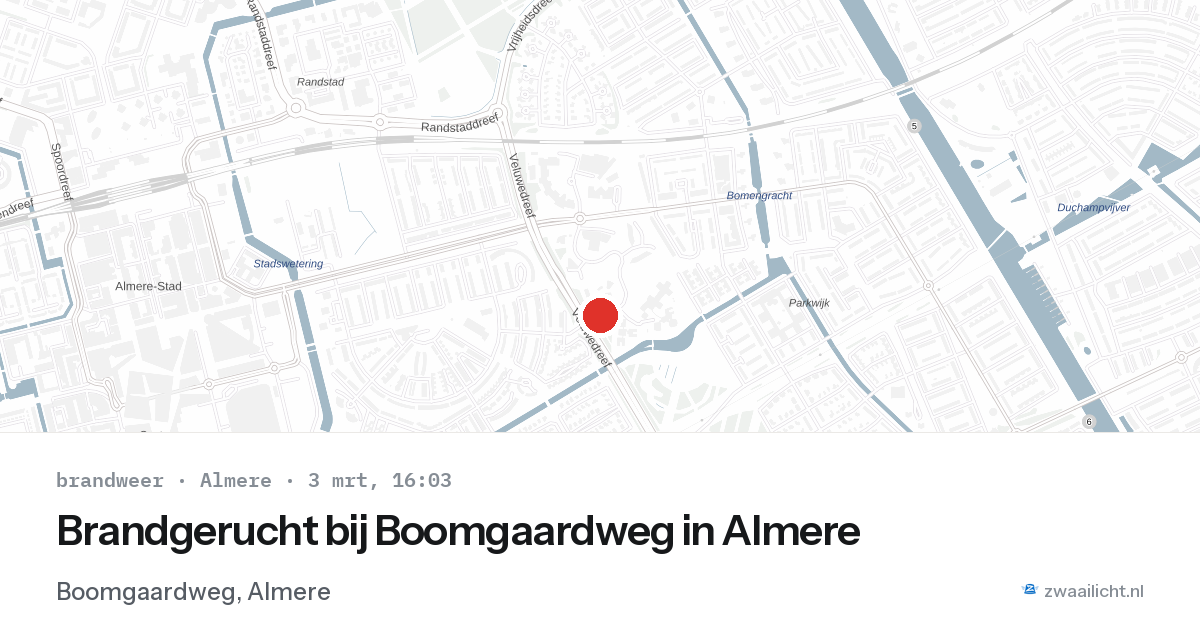 Brandgerucht bij Boomgaardweg in Almere — 3 mrt 2026