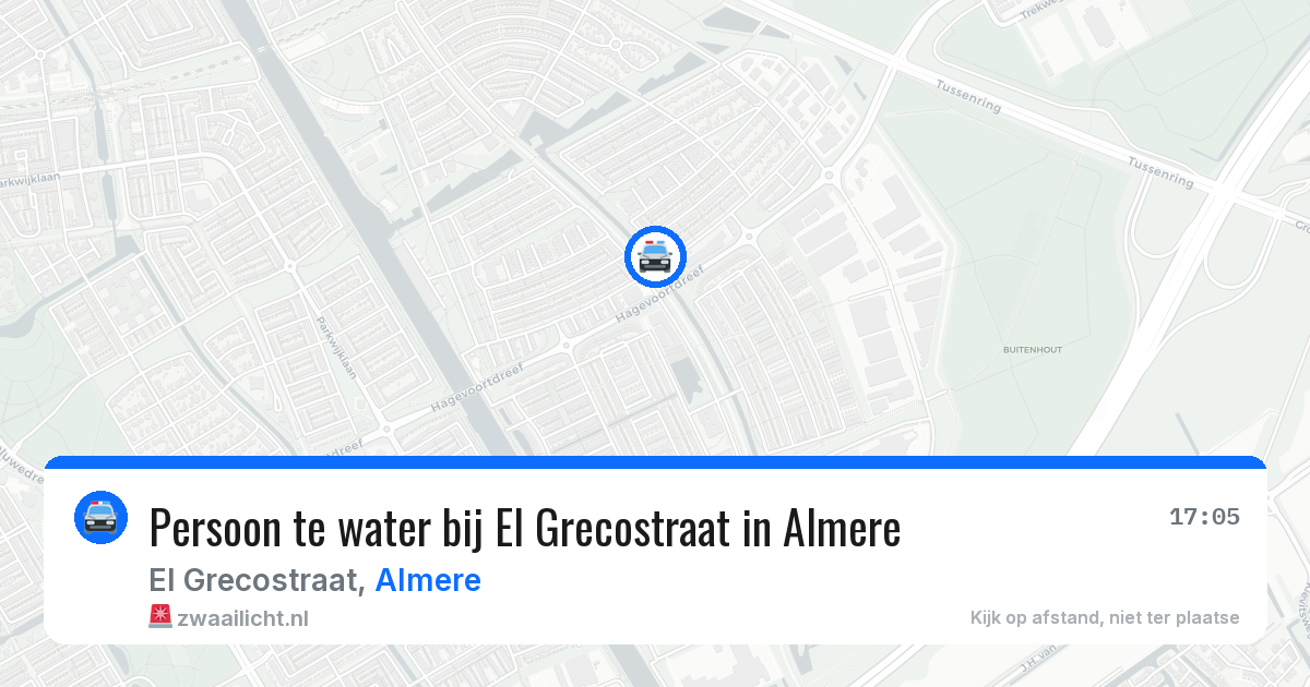 Persoon te water bij El Grecostraat in Almere — 17 jun 2026