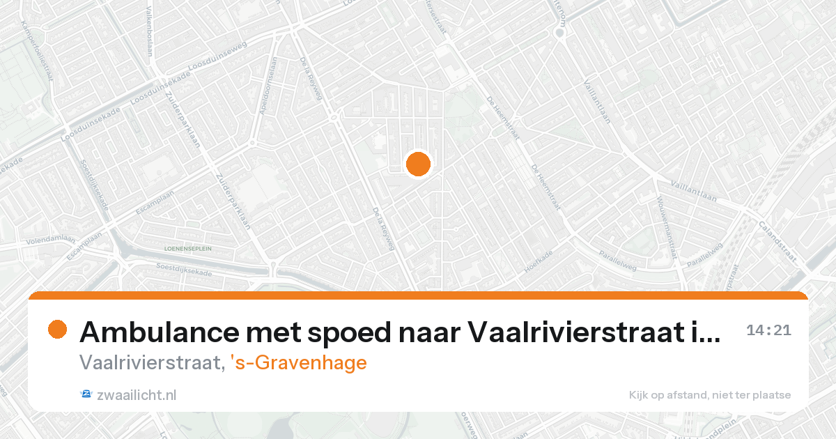 Ambulance met spoed naar Vaalrivierstraat in 's-Gravenhage — 15 aug 2026