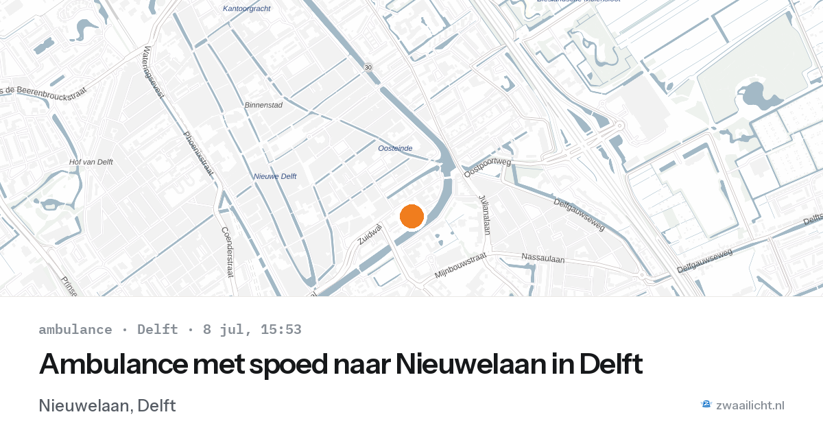 Ambulance met spoed naar Nieuwelaan in Delft — 8 jul 2026