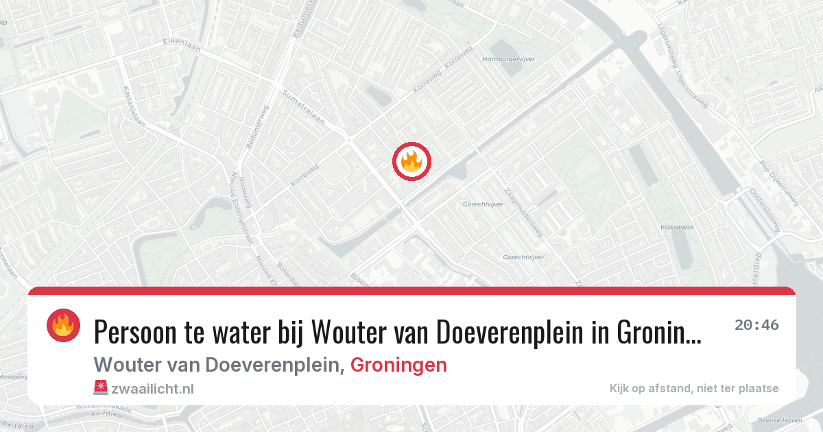 Persoon te water bij Wouter van Doeverenplein in Groningen — 18 jun 2026