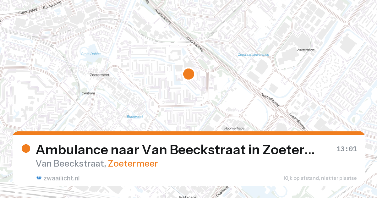 Ambulance naar Van Beeckstraat in Zoetermeer — 27 aug 2026