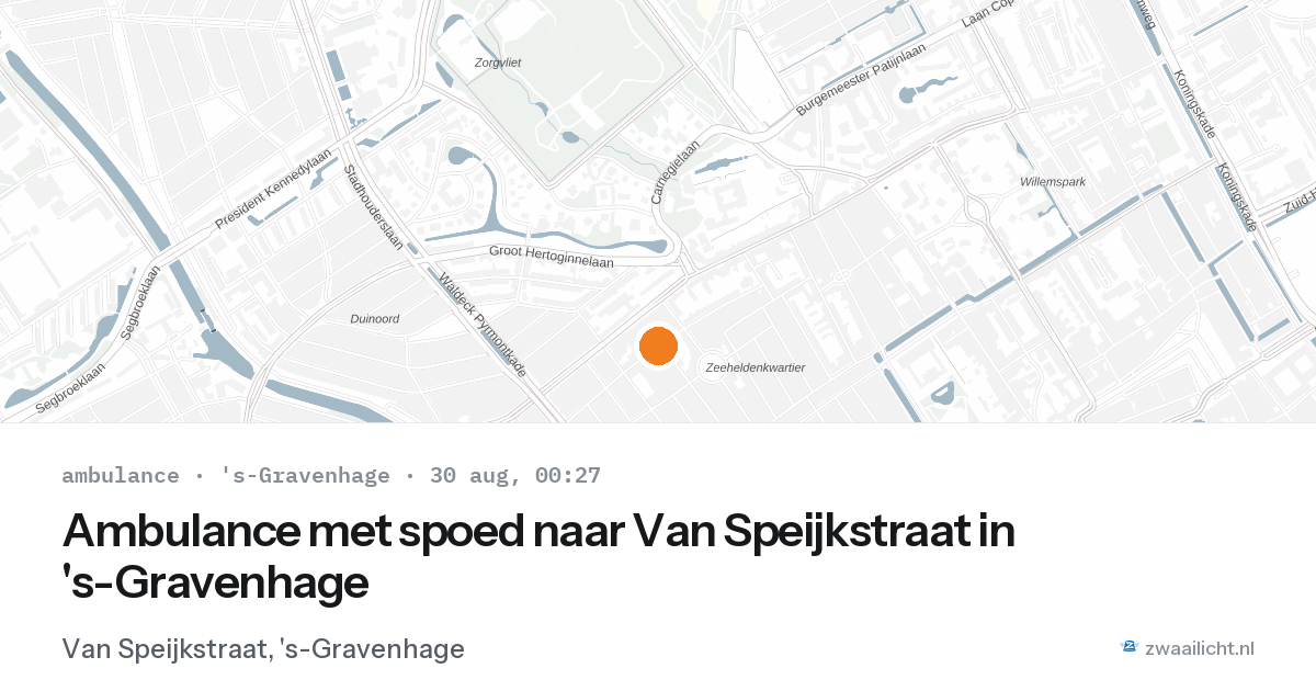 Ambulance met spoed naar Van Speijkstraat in 's-Gravenhage — 29 aug 2026