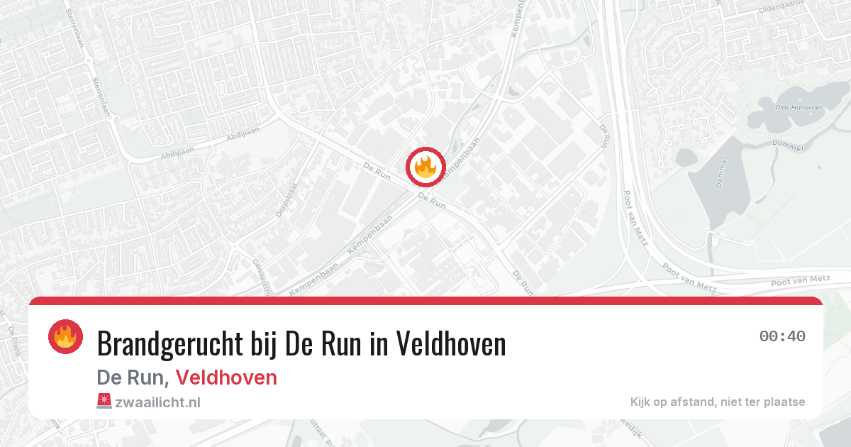 Brandgerucht bij De Run in Veldhoven — 5 mei 2026