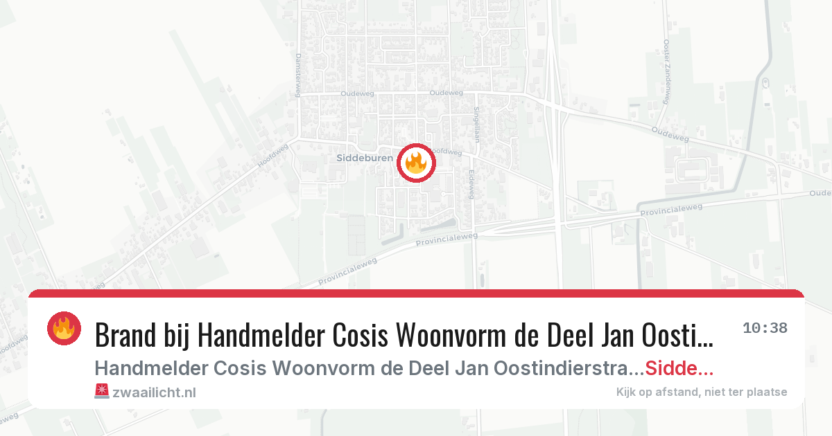 Brand bij Handmelder Cosis Woonvorm de Deel Jan Oostindierstraat in Siddeburen — 24 mei 2026