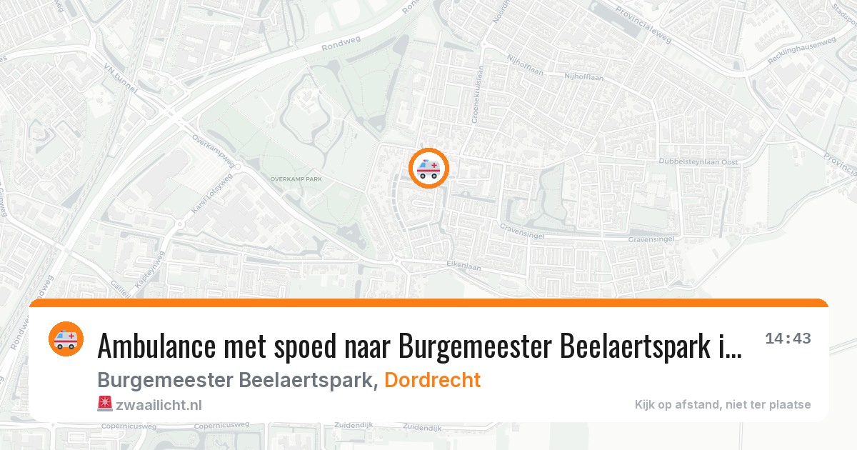 Ambulance met spoed naar Burgemeester Beelaertspark in Dordrecht — 22 jun 2026
