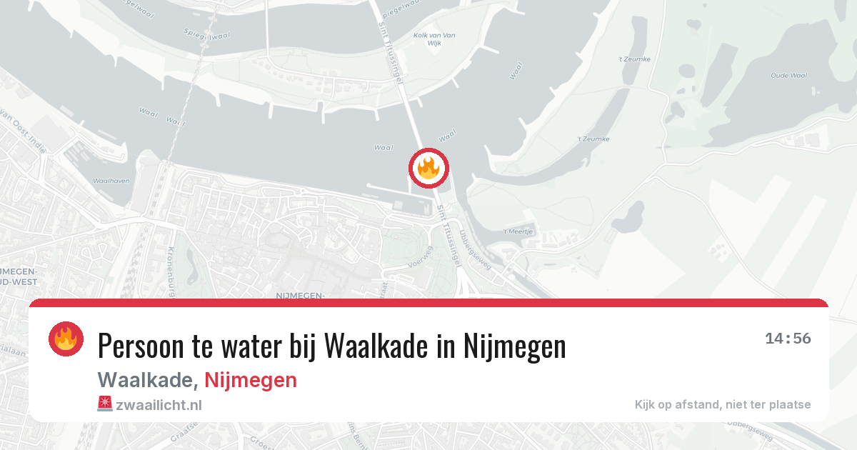 Persoon te water bij Waalkade in Nijmegen — 3 aug 2026