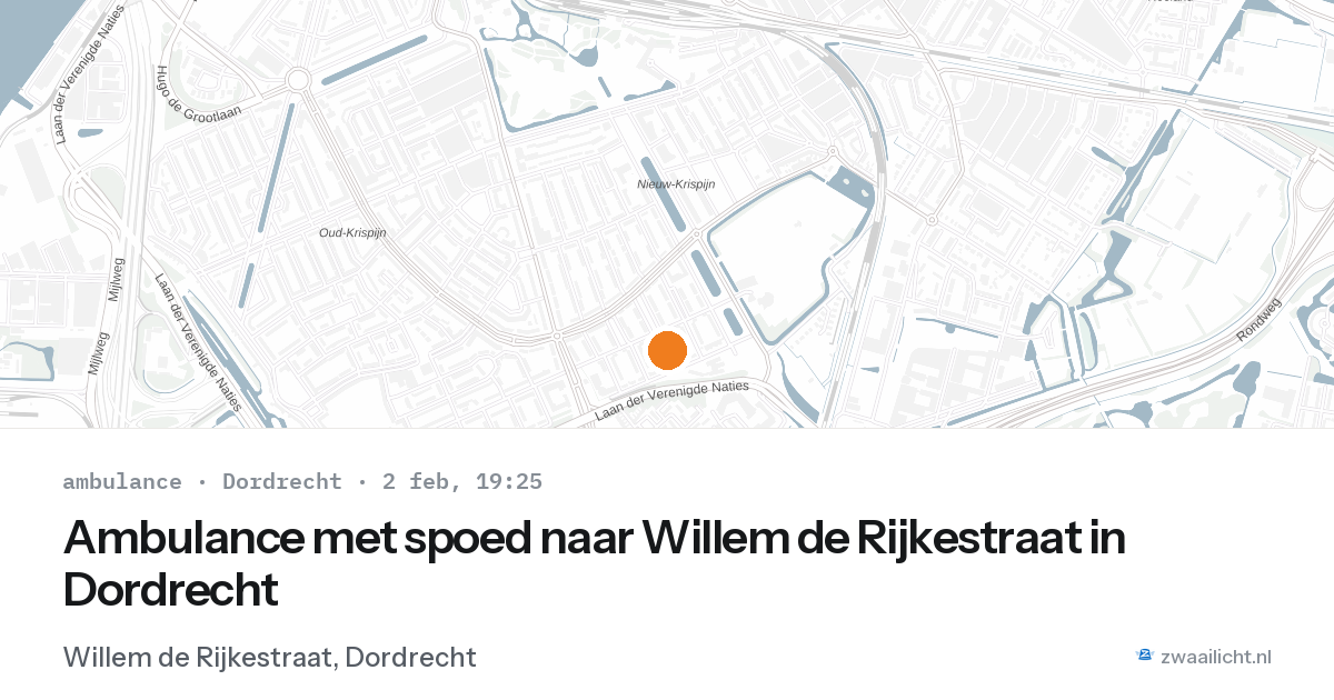 Ambulance met spoed naar Willem de Rijkestraat in Dordrecht — 2 feb 2026