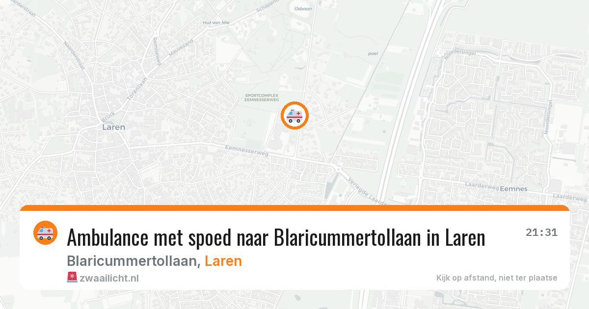 Ambulance met spoed naar Blaricummertollaan in Laren — 9 mei 2026