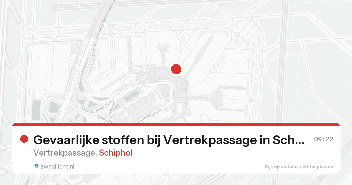 Gevaarlijke stoffen bij Vertrekpassage in Schiphol — 25 aug 2026