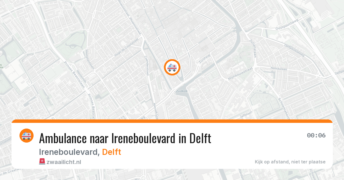 Ambulance naar Ireneboulevard in Delft — 8 aug 2026
