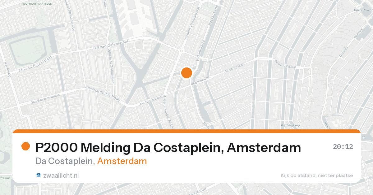 P2000 Melding Da Costaplein, Amsterdam — 24 aug 2026