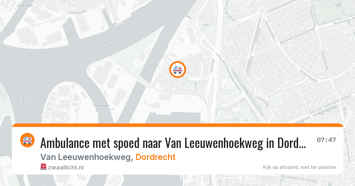 Ambulance met spoed naar Van Leeuwenhoekweg in Dordrecht — 25 mrt 2026